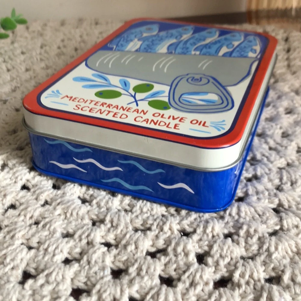 Mediterranean Olive Oil Scented SARDINE Candle Tin Home Accent Decor